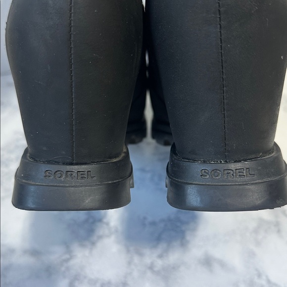 Sorel black Joan of Arctic Wedge III Lexie Boot Waterproof Leather Wedge Boots 9 - Picture 9 of 9